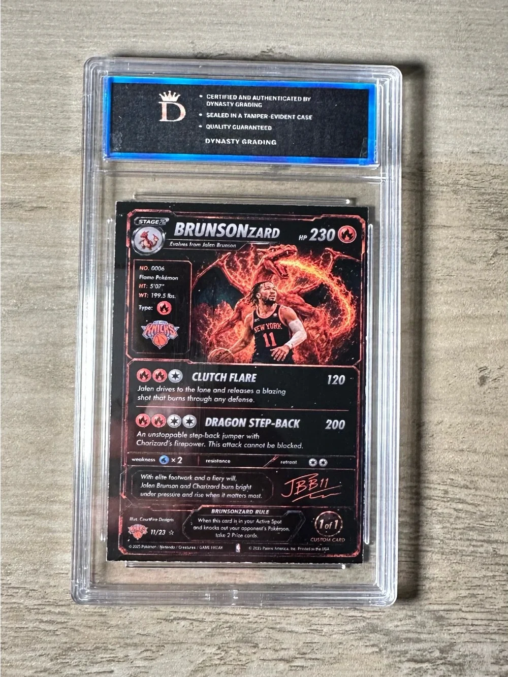 Jalen Brunson “Brunsonzard” 2025 Pokemon Gem Mint 10 Novelty Card. Charizard.